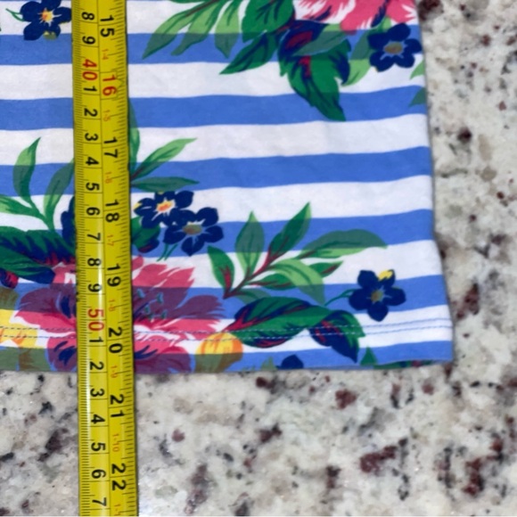 Polo Ralph Lauren Striped Floral Jersey Tee Girls XL 16 Blue Cotton Kids Youth - Picture 8 of 8